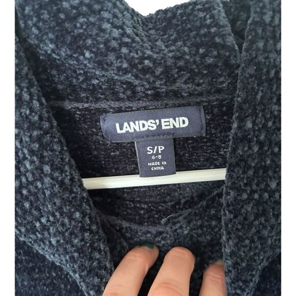 Lands' End Blue Mock Neck Chenille Sweater Size S Chic Comfy cozy soft classic - Picture 6 of 10